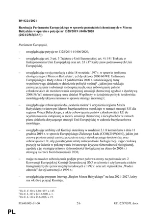 PE690.805v01-00 2/6 RE1229705PL.docx
PL
B9-0224/2021
Rezolucja Parlamentu Europejskiego w sprawie pozostałości chemicznych...