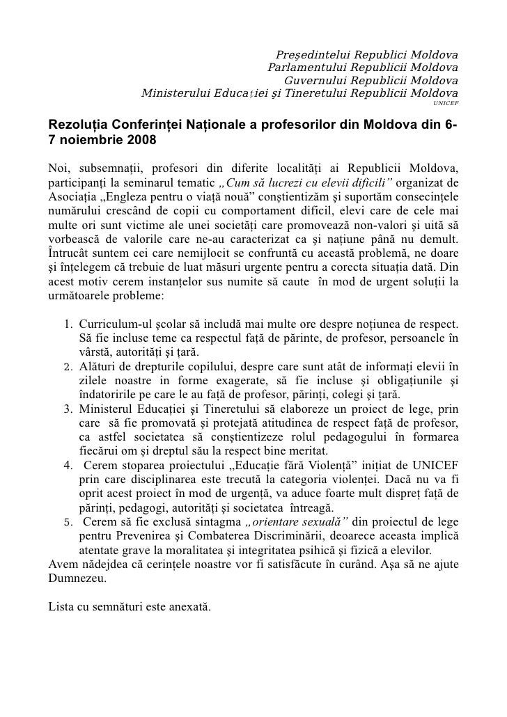 Rezolutie Conferinta Nationala Profesori