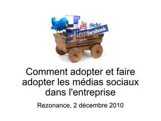 Comment adopter et faire adopter les médias sociaux dans l'entreprise Rezonance, 2 décembre 2010 