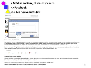 > Médias sociaux, réseaux sociaux >> Facebook >>>  Les nouveautés (2) 