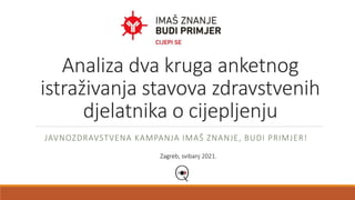 Analiza dva kruga anketnog
istraživanja stavova zdravstvenih
djelatnika o cijepljenju
JAVNOZDRAVSTVENA KAMPANJA IMAŠ ZNANJE, BUDI PRIMJER!
Zagreb, svibanj 2021.
 