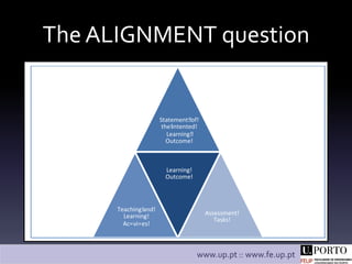 The ALIGNMENT question
      Evaluation of the Application of e-Learning Methodologies to the Education of




           ...