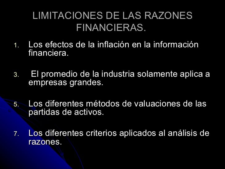 Limitaciones Sobre El Uso De Las Razones Financieras