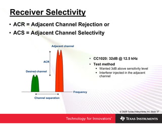 Receiver Selectivity
• ACR = Adjacent Channel Rejection or
• ACS = Adjacent Channel Selectivity

                        A...