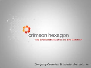 Company Overview & Investor Presentation
 