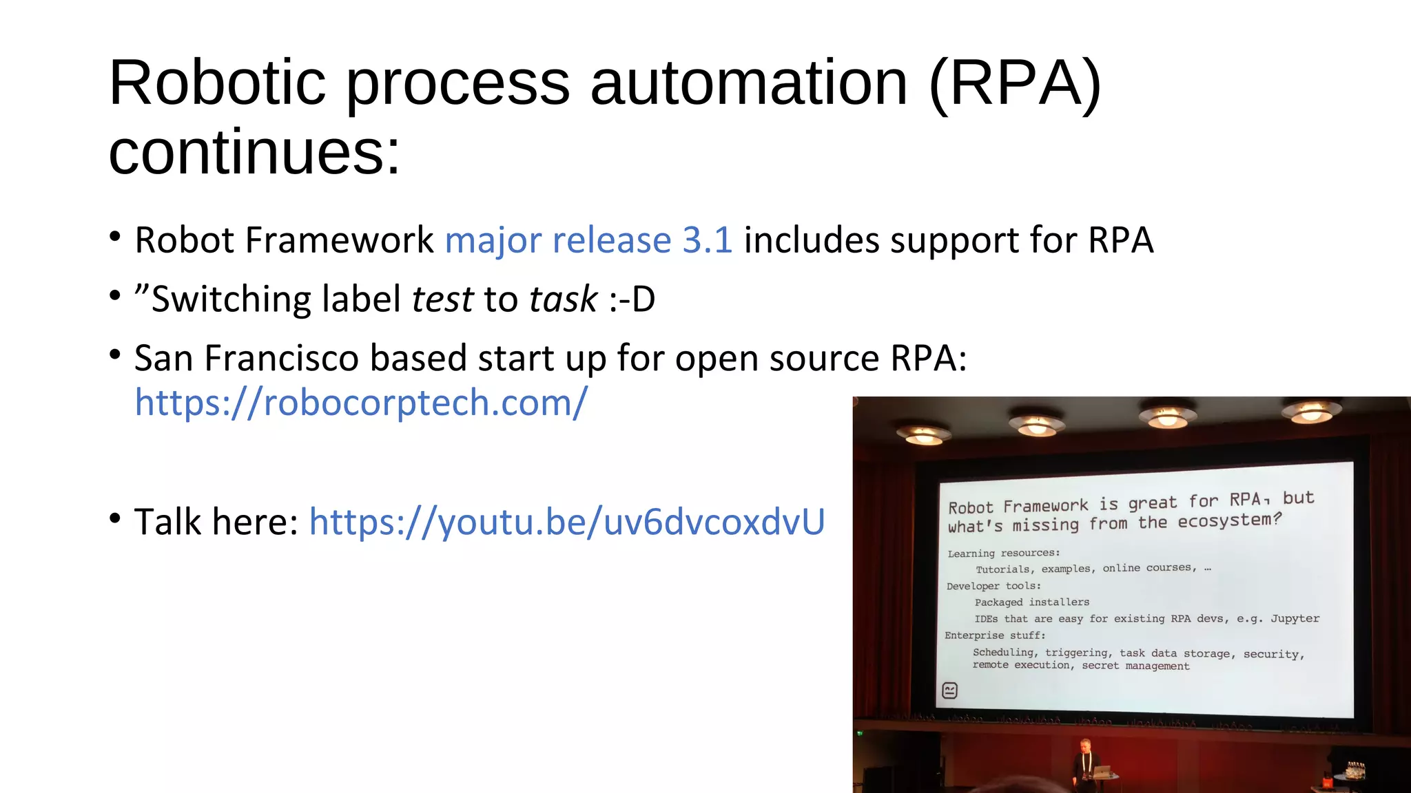 Robot Framework for beginners and what is new at 2019 | PPT