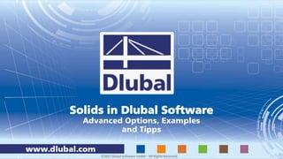 Solids in Dlubal Software
Advanced Options, Examples
and Tipps
 