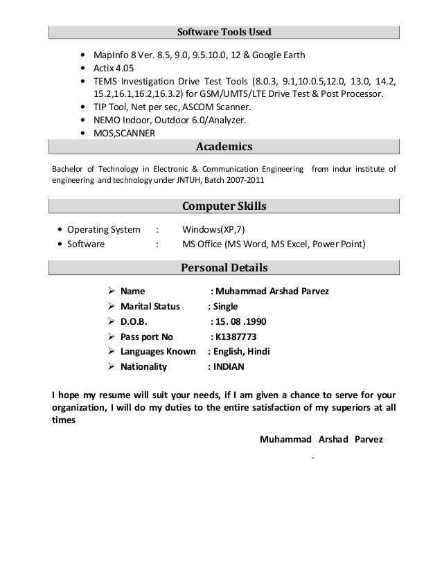 Gsm resume sample