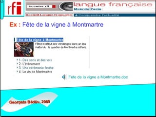 Ex :   Fête de la vigne à Montmartre       Fete de la  vigne  a  Montmartre.doc 