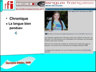 Chronique  « La langue bien pendue»   