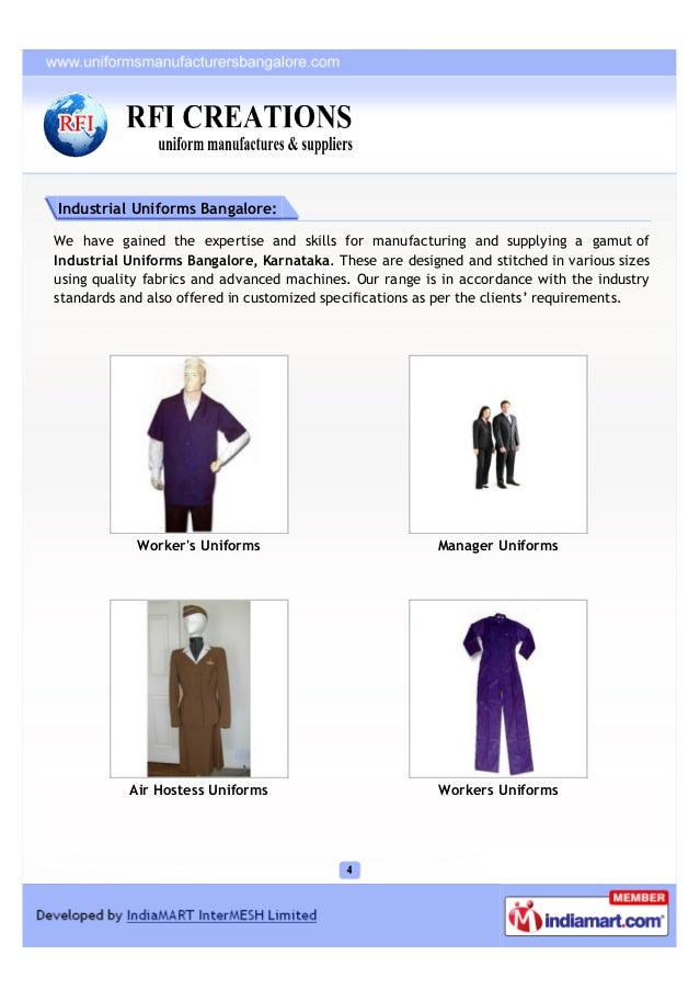RFI Creations, Bengaluru, Industrial Uniforms