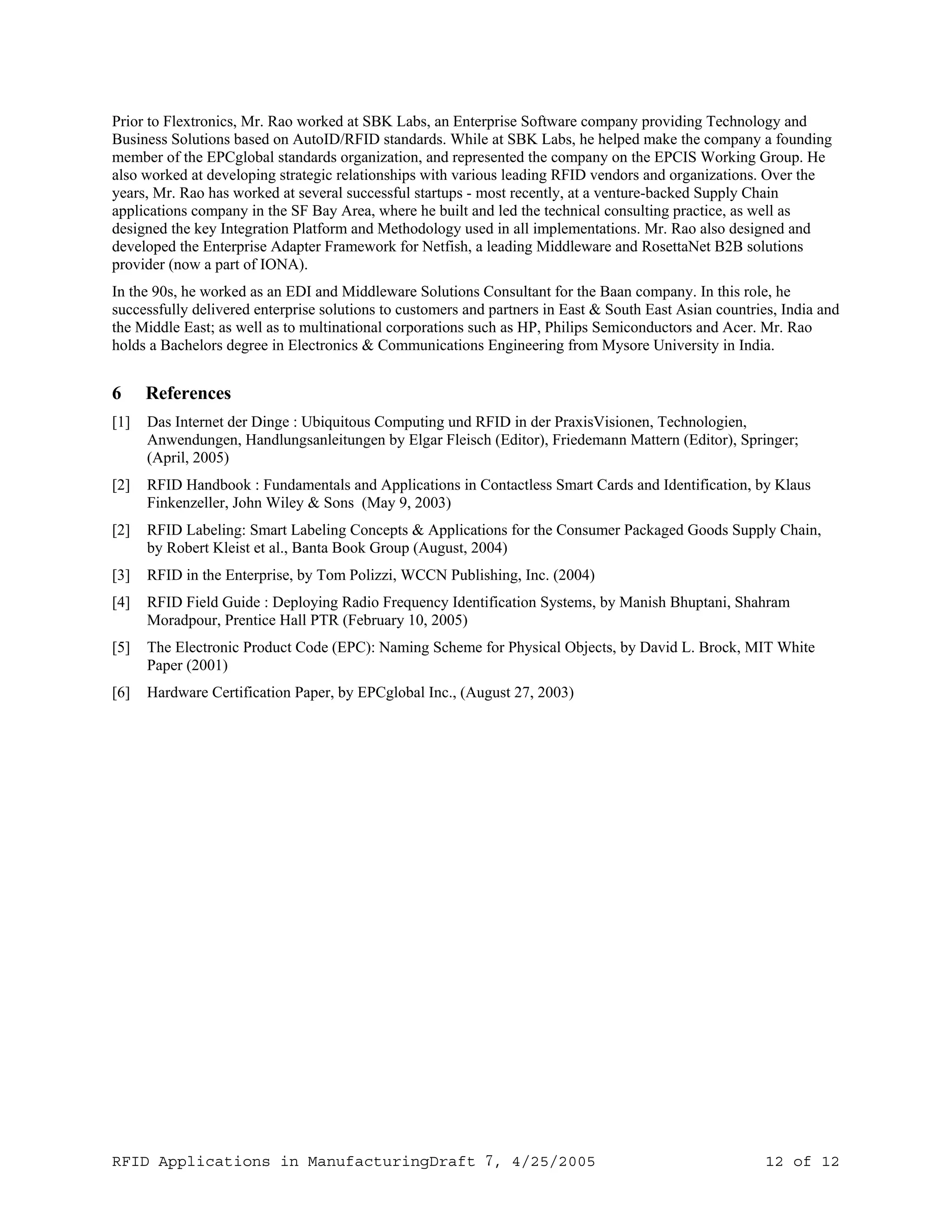 Rfid Applications In Manufacturing Draft 7