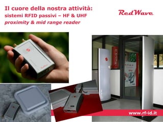 Il cuore della nostra attività:
sistemi RFID passivi – HF & UHF
proximity & mid range reader

RedWave

www.rf-id.it

 