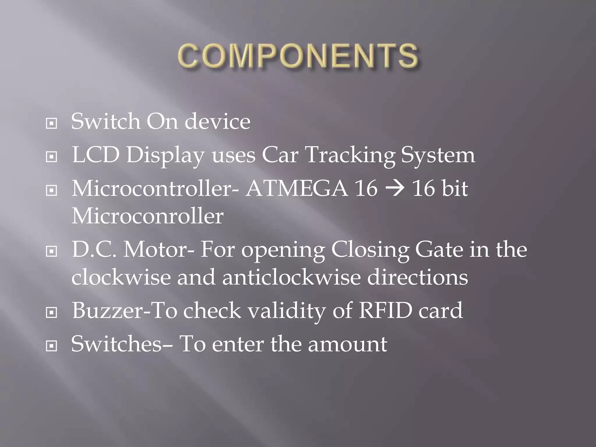 RFID BASED VEHICLE TRACKING SYSTEM PPT