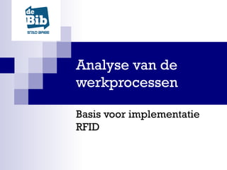 Analyse van de werkprocessen  Basis voor implementatie RFID  