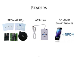 8
Readers
PROXMARK 3 ACR122u Android
SmartPhones
 