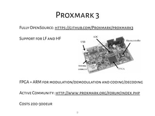 9
Proxmark 3
Fully OpenSource: https://github.com/Proxmark/proxmark3
Support for LF and HF
FPGA + ARM for modulation/demodulation and coding/decoding
Active Community: http://www.proxmark.org/forum/index.php
Costs 200-300eur
 