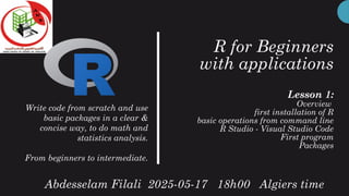 R for Beginners with applications 1 R for Beginners with applications 1 ...