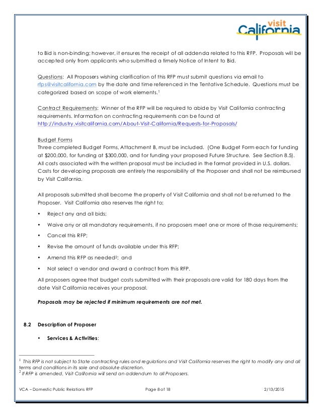 california travel tourism commission issues request for proposal uk
