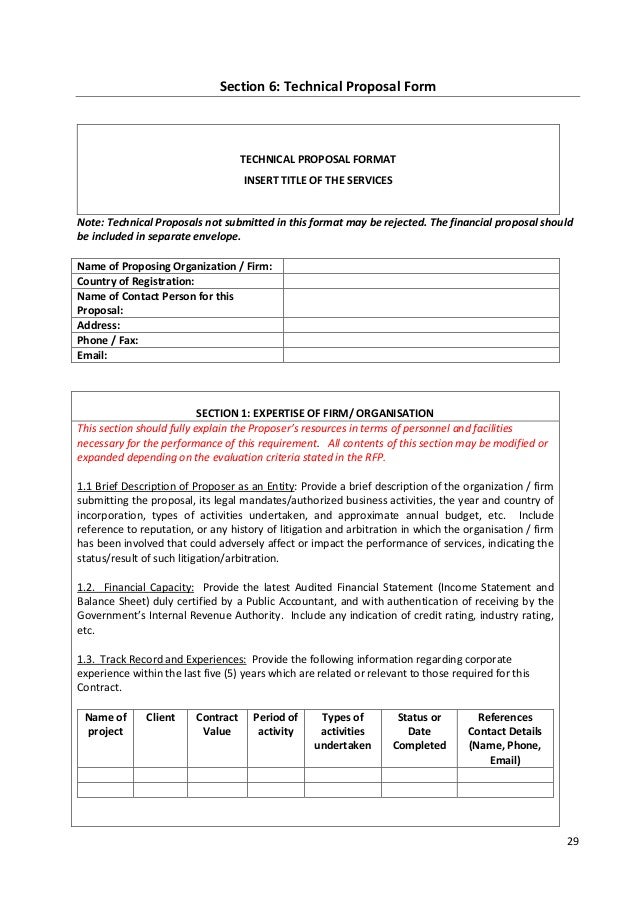 sample of financial proposal
