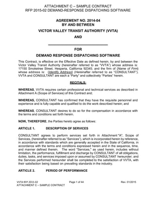 VVTA RFP 2015-02: Demand Response Dispatching Software
