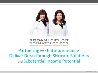 Partnering with Entrepreneurs to
Deliver Breakthrough Skincare Solutions
    and Substantial Income Potential

                                     CONFIDENTIAL   [2]
 