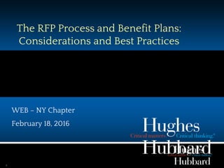 1
The RFP Process and Benefit Plans:
Considerations and Best Practices
WEB – NY Chapter
February 18, 2016
 