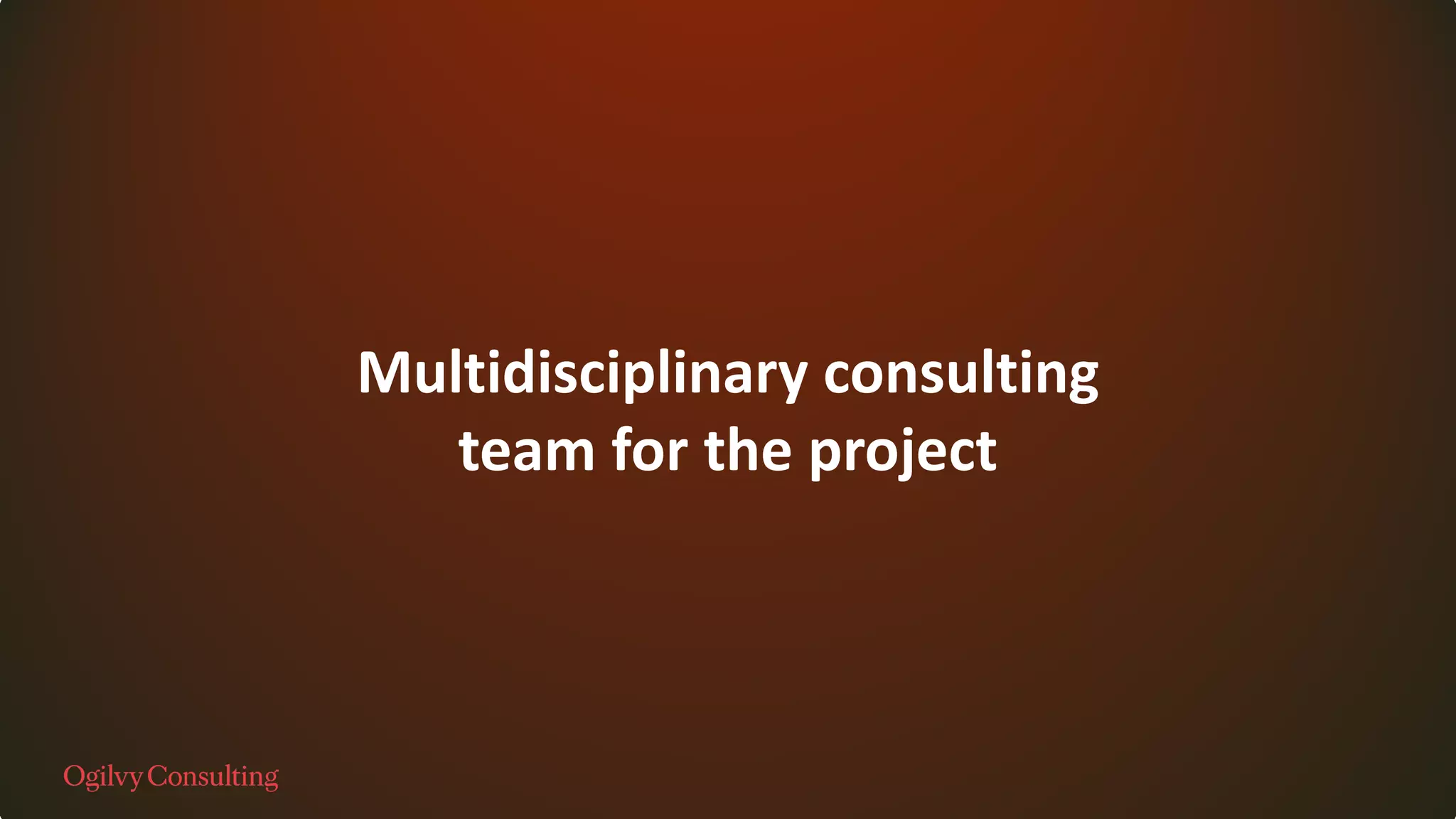 Multidisciplinary consulting
team for the project
 