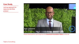 Case Study
naming approach for
Safaricom M-PESA
product
Please download this case study from the Download Presentation Videos on the site
 