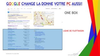 Encadrement d’un projet Web André Gentit
andre.gentit@estacom.fr
Encadrement d’un projet Web André Gentit
andre.gentit@estacom.fr
GOOGLE CHANGE LA DONNE VOTRE PC AUSSI!
ONE BOX
LIGNE DE FLOTTAISON
 