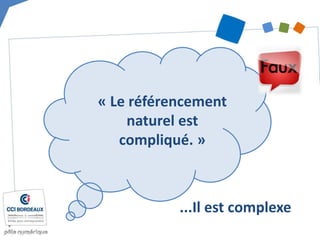 « Le référencement
naturel est
compliqué. »
...Il est complexe
 