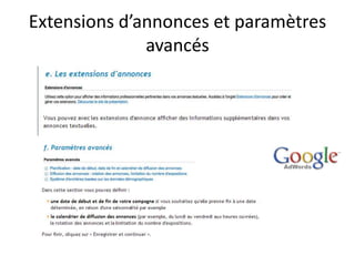 Extensions d’annonces et paramètres
              avancés
 