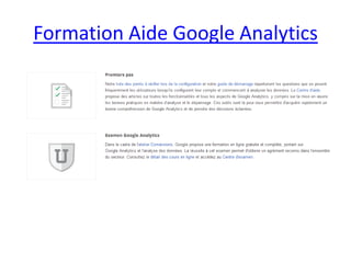 Formation Aide Google Analytics
 