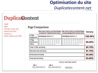 Optimisation du site
  Duplicatecontent.net
 