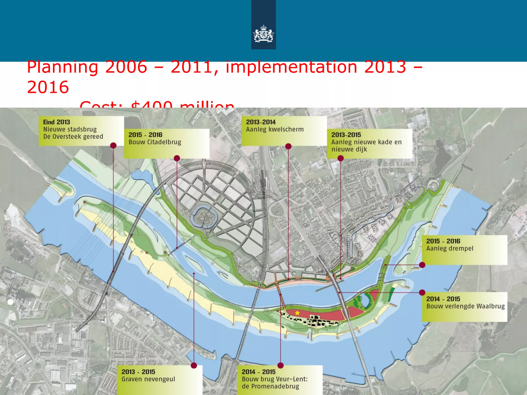 Planning 2006 – 2011, implementation 2013 – 2016 Cost: $400 million 21-10-11 