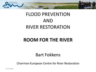 FLOOD PREVENTION
                          AND
                   RIVER RESTORATION

                 ROOM FOR THE RIVER

                          Bart Fokkens
             Chairman European Centre for River Restoration
21-11-2011
 
