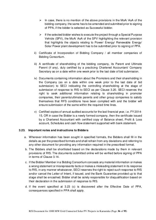 RfP FOR 1000 MW SOLAR PV POWER PROJECTS UNDER JNNSM PHASE