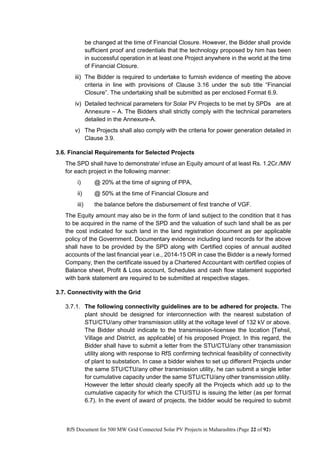 RfS for Selection of “500 MW Grid Connected Solar Power Projects in ...