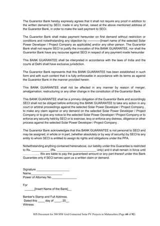 Rfs Document Example RfS for Selection of “500 MW Grid Connected Solar Power Projects in ...