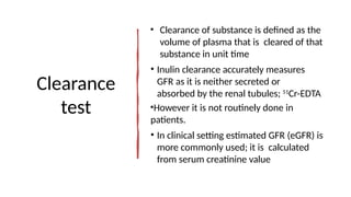 RFT.pptx Renal function tests are divided into the following Urine ...