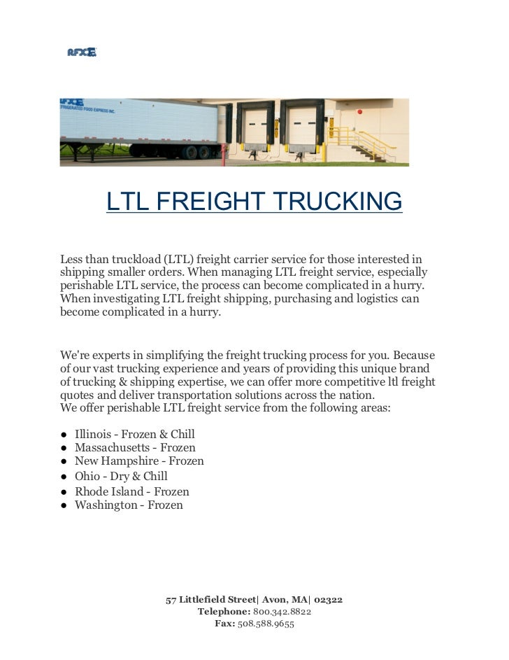 Refrigerated Food Express Inc. offers LTL Freight Trucking Services