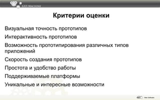 Конструкторы скетчей и вайфреймов Конструкторы мокапов и графические редакторы Инструменты динамического прототипирования 