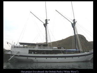 Our project live-aboard: the Ombak Putih (“White Wave”) 