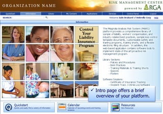Intro page offers a brief  overview of your platform. 