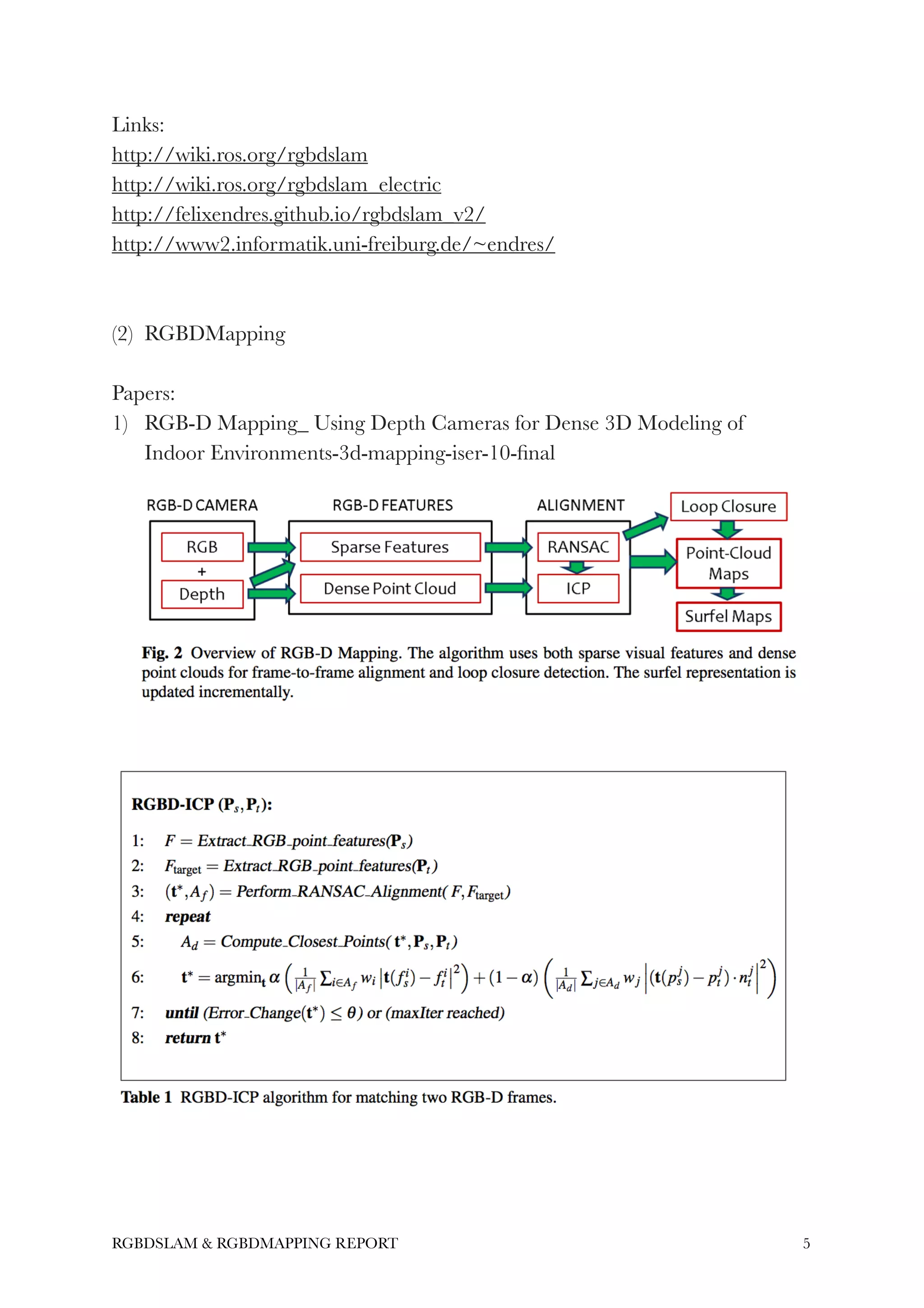 Links:
http://wiki.ros.org/rgbdslam
http://wiki.ros.org/rgbdslam_electric
http://felixendres.github.io/rgbdslam_v2/
http://www2.informatik.uni-freiburg.de/~endres/
!
!
(2) RGBDMapping
!
Papers:
1) RGB-D Mapping_ Using Depth Cameras for Dense 3D Modeling of
Indoor Environments-3d-mapping-iser-10-ﬁnal
!
!
!5RGBDSLAM & RGBDMAPPING REPORT
 