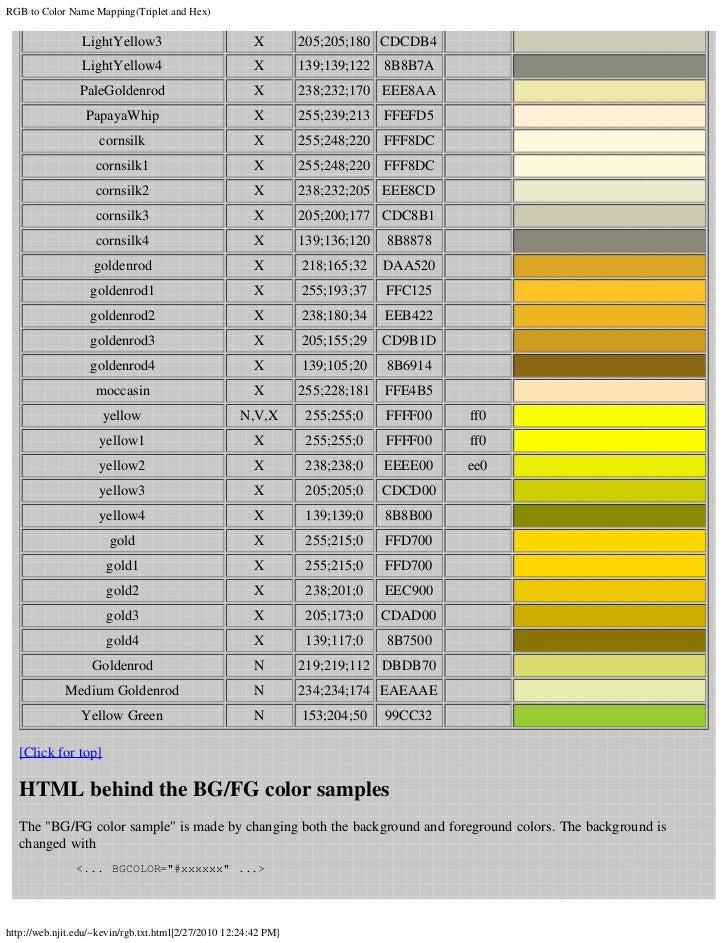 rgb to color name mapping
