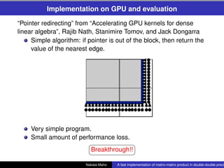 A fast implementation of matrix-matrix product in double-double precision on NVIDIA C2050 and application  to semidefinite programming