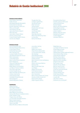 Relatório de Gestão Institucional 2006 97
Entrância Intermediária
Pedro Roberto Decomain
Eraldo Antunes
Karla Bárdio Meirelles Menegotto
Viviane Damiani Valcanaia
Ricardo Figueiredo Coelho Leal
Vânia Lúcia Sangalli
José Orlando Lara Dias
João Carlos Teixeira Joaquim
Hélio Sell Júnior
João Carlos Linhares Silveira
Simone Cristina Schultz
Cristian Richard Stahelin Oliveira
José de Jesus Wagner
Douglas Alan Silva
Laudares Capella Filho
Jean Michel Forest
Odair Tramontin
Sandra Goulart
Ricardo Viviani de Souza
Heloísa Melo
José Renato Côrte
Gilberto Polli
Deize Mari Oechsler
Wilson Paulo Mendonça Neto
Luciana Rosa
Benhur Poti Betiolo
Entrância Inicial
Victor Emendorfer Filho
Henriette Marlowe Rotta Lemos
Cristina Elaine Thome
Andréa Machado Speck
Alício Henrique Hirt
Luciana Schaefer Filomeno
João Alexandre Massulini Acosta
Nilton Exterkoetter
Jussara Maria Viana
Maria Cristina Pereira Cavalcanti
Murilo Adaghinari
Silvana do Prado Brouwers
Adalberto Exterkötter
Rafael Alberto da Silva Moser
Luiz Mauro Franzoni Cordeiro
Caio César Lopes Peiter
Cristine Angulski da Luz
Fábio Fernandes de Oliveira Lyrio
Cristiano José Gomes
Cesar Augusto Engel
Carla Mara Pinheiro Miranda
Patricia Dagostin
Roberta Mesquita e Oliveira
Lenice Born da Silva
Susana Perin
Nádea Clarice Bissoli
Alvaro Pereira Oliveira Melo
Luiz Fernando Góes Ulysséa
Alan Boettger
Daniel Westphal Taylor
Fabrício Franke da Silva
Andrea Gevaerd
Marco Antonio Schütz de Medeiros
Max Zuffo
Gláucio José Souza Alberton
Nataly Lemke
Marcio André Zattar Cota
Lara Peplau
Wagner Pires Kuroda
Fred Anderson Vicente
Mauro Canto da Silva
Ana Cristina Boni
Marcus Vinícius Ribeiro de Camillo
Giovanni Andrei Franzoni Gil
Renee Cardoso Braga
Cléber Augusto Hanisch
Substitutos
Regina Kurschus
Raul Rogério Rabello
Ivanize Souza de Oliveira
Henriqueta Scharf Vieira
Mário Waltrick do Amarante
Vanessa Wendhausen Cavallazzi Gomes
Analú Librelato Longo
Thiago Carriço de Oliveira
Luiz Fernando Fernandes Pacheco
Rejane Gularte Queiroz
Eduardo Sens dos Santos
Glauco José Riffel
Marcio Rio Branco Nabuco de Gouvêa
Fernando da Silva Comin
Osvaldo Juvencio Cioffi Junior
Silvana Schmidt Vieira
Ricardo Paladino
Mauricio de Oliveira Medina
Amélia Regina da Silva
Alexandre Carrinho Muniz
Jackson Goldoni
Rodrigo Silveira de Souza
Rodrigo Kurth Quadro
Gustavo Wiggers
Leonardo Todeschini
Rafael Meira Luz
Luis Felipe de Oliveira Czesnat
André Braga de Araújo
Jadson Javel Teixeira
Cláudio Everson Gesser Guedes da Fonseca
Cássio Antonio Ribas Gomes
Jorge Eduardo Hoffmann
Priscilla Linhares Albino
Tatiana Rodrigues Borges
Marcelo de Tarso Zanellato
Diógenes Viana Alves
Raul Gustavo Juttel
Eduardo Chinato Ribeiro
Belmiro Hanisch Júnior
Rodrigo Cunha Amorim
Ernest Kurt Hammerschmidt
Marcionei Mendes
Caroline Moreira Suzin
André Teixeira Milioli
Henrique da Rosa Ziesemer
Luciana Uller
Jean Pierre Campos
Guilherme Luis Lutz Morelli
 