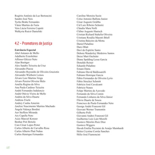 122
Rogério Antônio da Luz Bertoncini
Sandro José Neis
Tycho Brahe Fernandes
Vânio Martins de Faria
Vera Lúcia Ferreira Copetti
Walkyria Ruicir Danielski
4.2 – Promotores de Justiça
Entrância Especial
Abel Antunes de Mello
Adalberto Exterkötter
Affonso Ghizzo Neto
Alan Boettger
Alex Sandro Teixeira da Cruz
Alexandre Piazza
Alexandre Reynaldo de Oliveira Graziotin
Alexandre Wiethorn Lemos
Álvaro Luiz Martins Veiga
Alvaro Pereira Oliveira Melo
Amélia Regina da Silva
Ana Paula Cardoso Teixeira
André Fernandes Indalencio
André Otávio Vieira de Mello
Andréa da Silva Duarte
Andreas Eisele
Andrey Cunha Amorim
Anelize Nascimento Martins Machado
Ângela Valença Bordini
Aor Steffens Miranda
Ary Capella Neto
Assis Marciel Kretzer
Benhur Poti Betiolo
Caio César Lopes Peiter
Carlos Alberto de Carvalho Rosa
Carlos Alberto Platt Nahas
Carlos Henrique Fernandes
Caroline Moreira Suzin
Celso Antonio Ballista Junior
César Augusto Grubba
Cid Luiz Ribeiro Schmitz
Cláudia Mara Nolli
Cléber Augusto Hanisch
Cristian Richard Stahelin Oliveira
Cristiane Rosália Maestri Böell
Cristina Balceiro da Motta
Daniel Paladino
Darci Blatt
Davi do Espírito Santo
Debora Wanderley Medeiros Santos
Deize Mari Oechsler
Diana Spalding Lessa Garcia
Donaldo Reiner
Eduardo Paladino
Ernani Dutra
Fabiano David Baldissarelli
Fabiano Henrique Garcia
Fábio Fernandes de Oliveira Lyrio
Fábio Strecker Schmitt
Fabrício José Cavalcanti
Fabrício Nunes
Felipe Martins de Azevedo
Fernando da Silva Comin
Fernando Linhares da Silva Júnior
Flávio Duarte de Souza
Francisco de Paula Fernandes Neto
George André Franzoni Gil
Geovani Werner Tramontin
Gilberto Polli
Giovanni Andrei Franzoni Gil
Guilherme Luis Lutz Morelli
Gustavo Mereles Ruiz Diaz
Gustavo Wiggers
Havah Emília Piccinini de Araújo Mainhardt
Helen Crystine Corrêa Sanches
Hélio José Fiamoncini
 