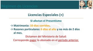 En el 2010 recuperamos jornadas de trabajo por $113.645,00Régimen de LicenciasLicencias Ordinarias¿Cómo se recuperan jornadas de trabajo?Respetando la Ley que claramente dice días corridos y no habla de días hábiles.